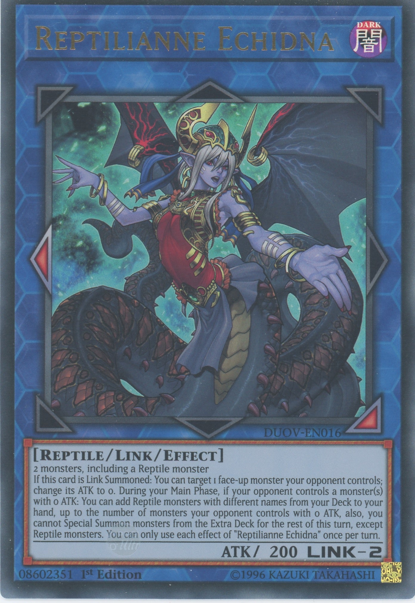 DUOV-EN016 - Reptilianne Echidna - Ultra Rare - Effect Link Monster - Duel Overload