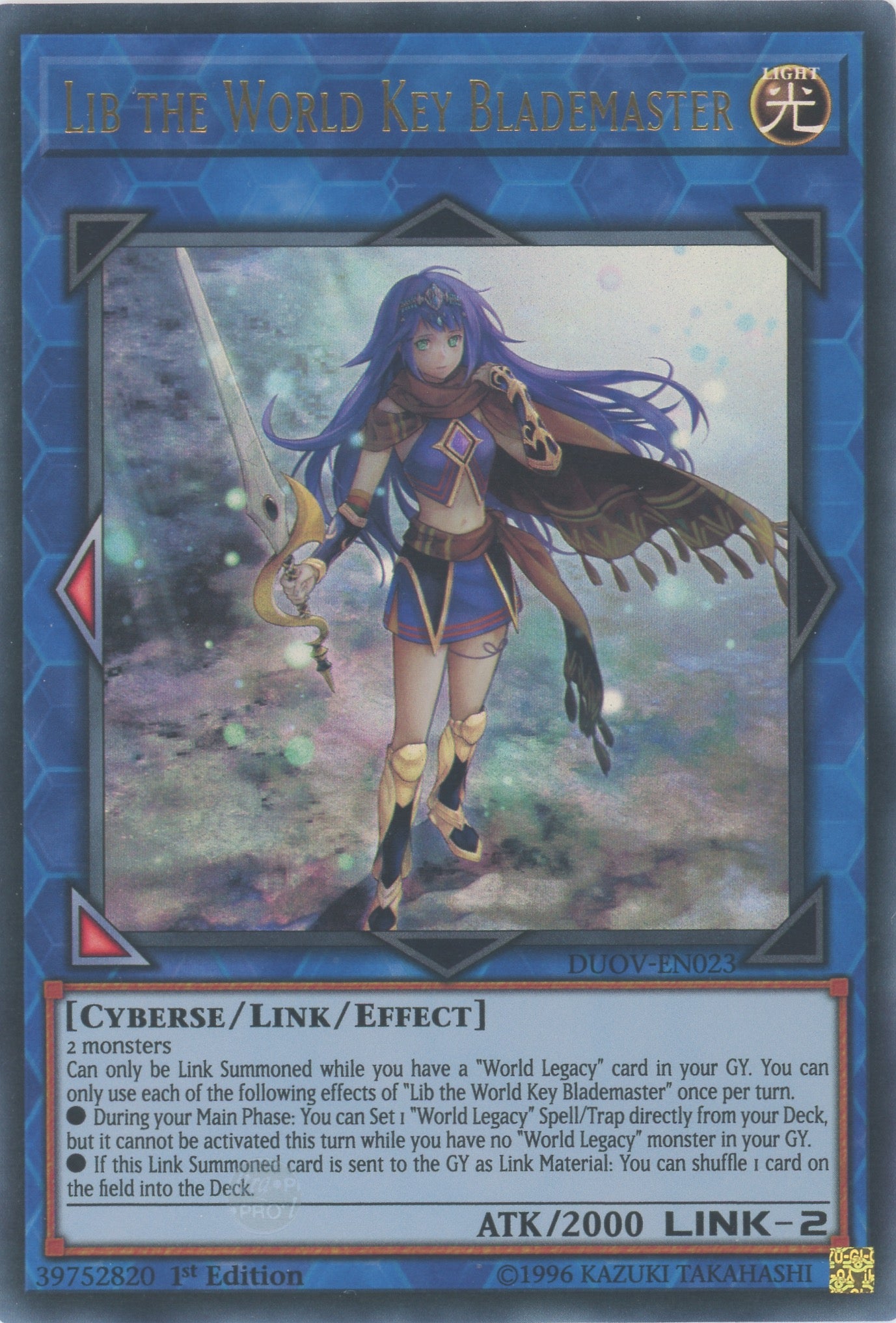 DUOV-EN023 - Lib the World Key Blademaster - Ultra Rare - Effect Link Monster - Duel Overload