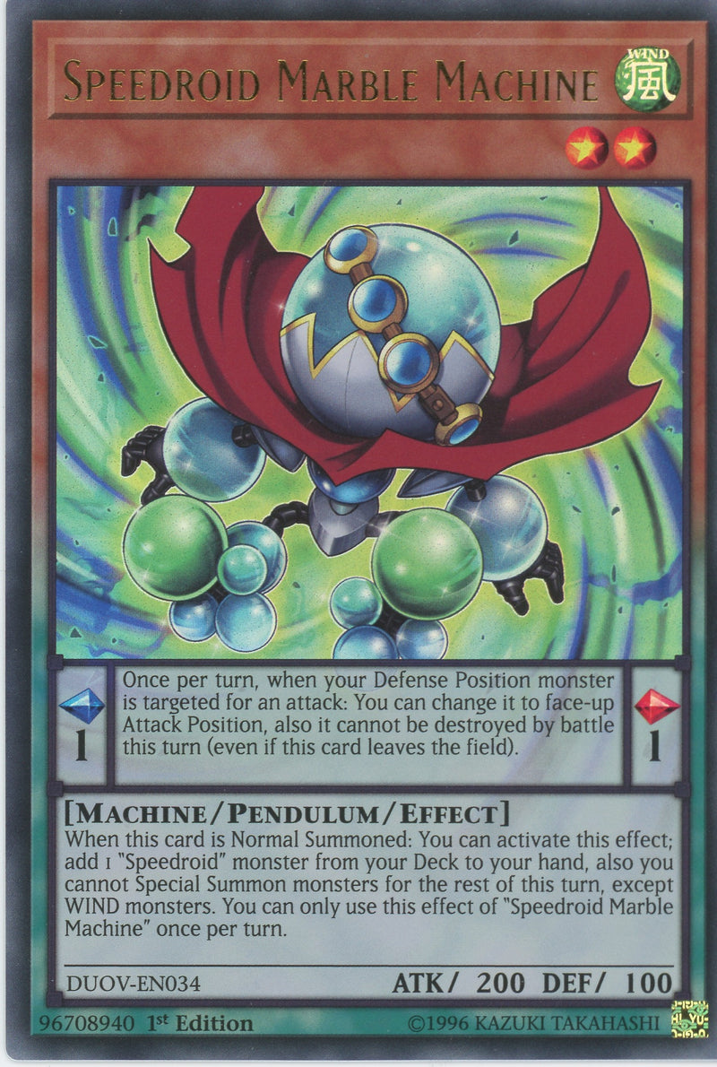 DUOV-EN034 - Speedroid Marble Machine - Ultra Rare - Effect Pendulum Monster - Duel Overload