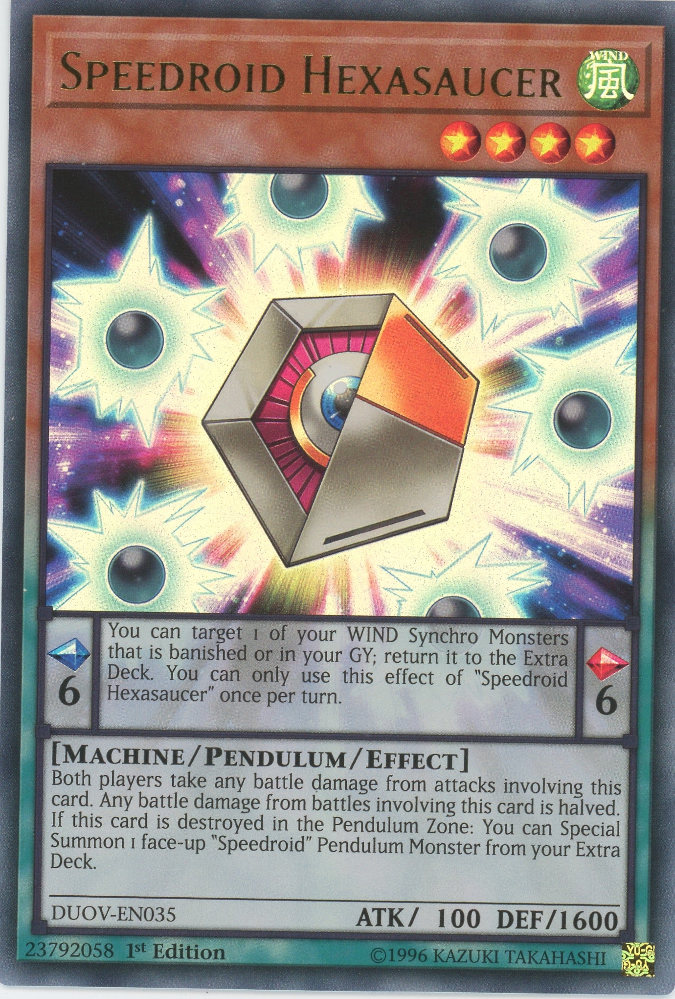 DUOV-EN035 - Speedroid Hexasaucer - Ultra Rare - Effect Pendulum Monster - Duel Overload