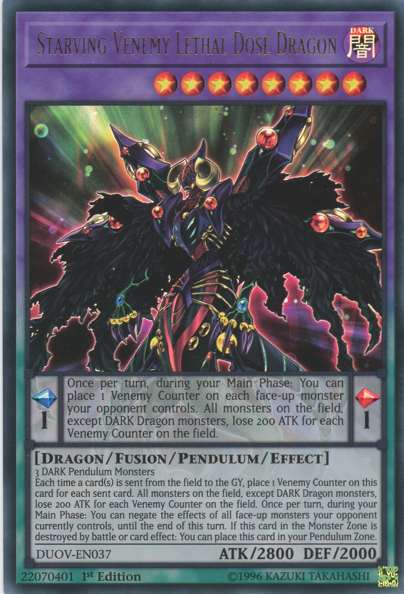 DUOV-EN037 - Starving Venemy Lethal Dose Dragon - Ultra Rare - Effect Fusion Pendulum Monster - Duel Overload