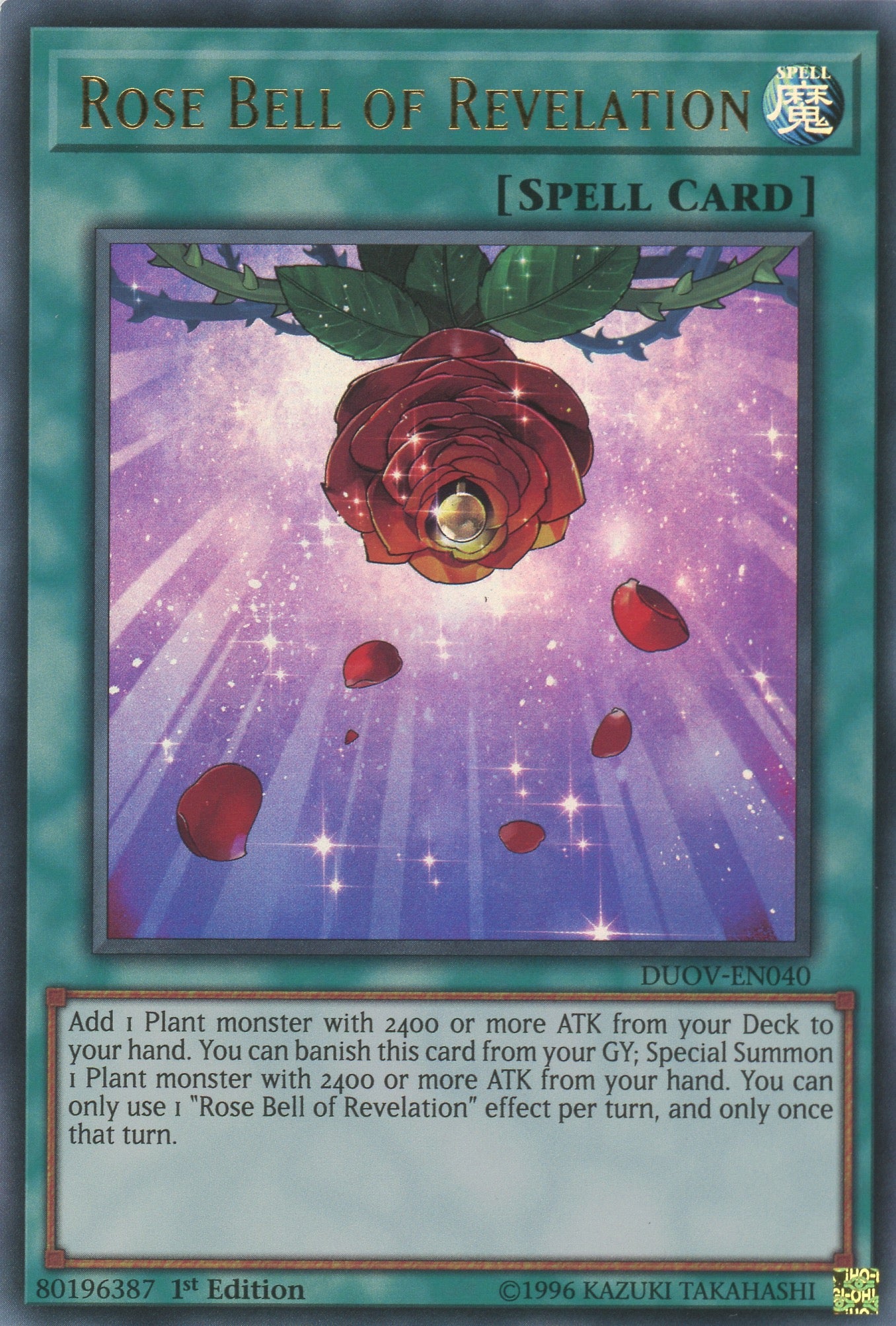 DUOV-EN040 - Rose Bell of Revelation - Ultra Rare - Normal Spell - Duel Overload