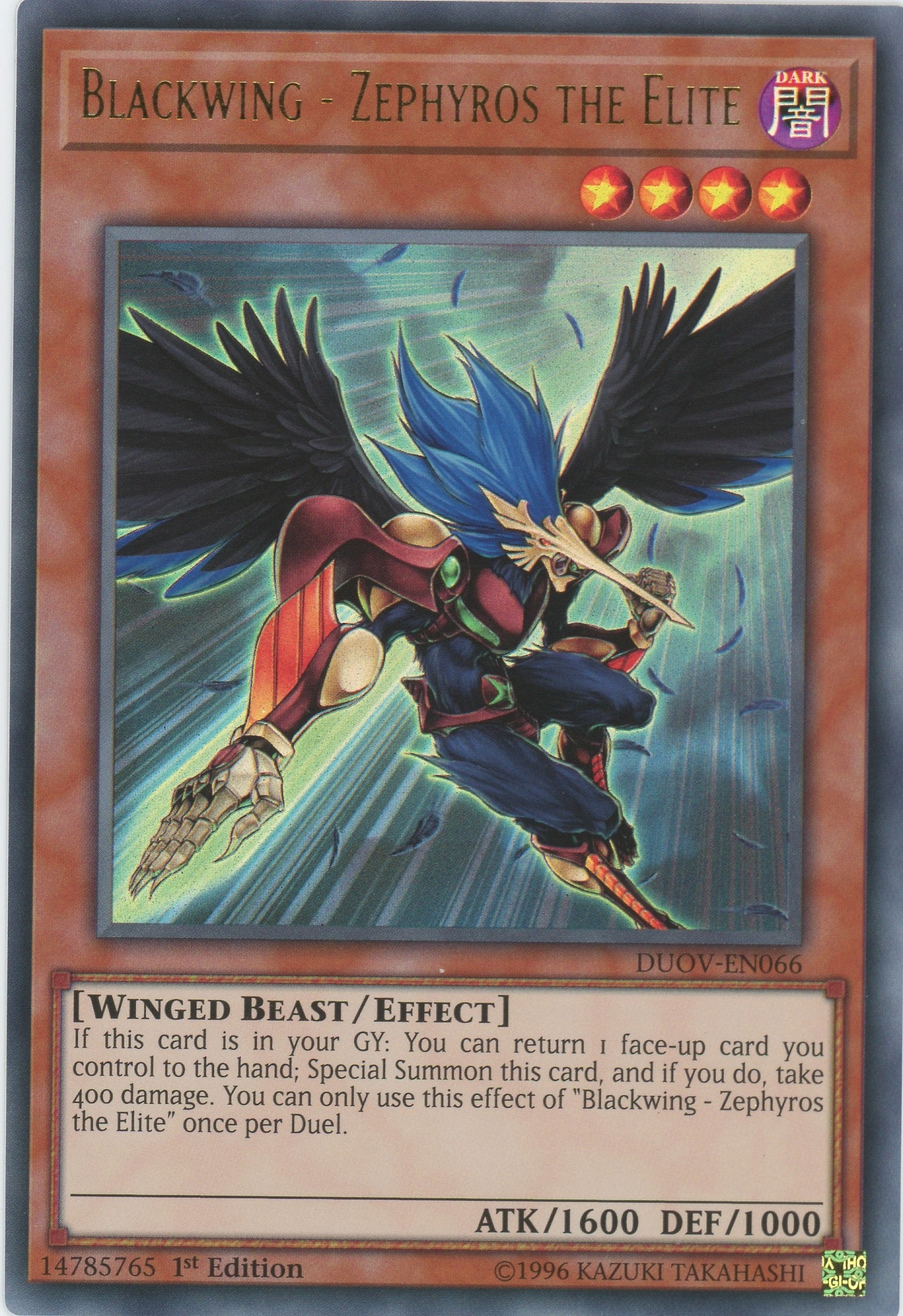 DUOV-EN066 - Blackwing - Zephyros the Elite - Ultra Rare - Effect Monster - Duel Overload