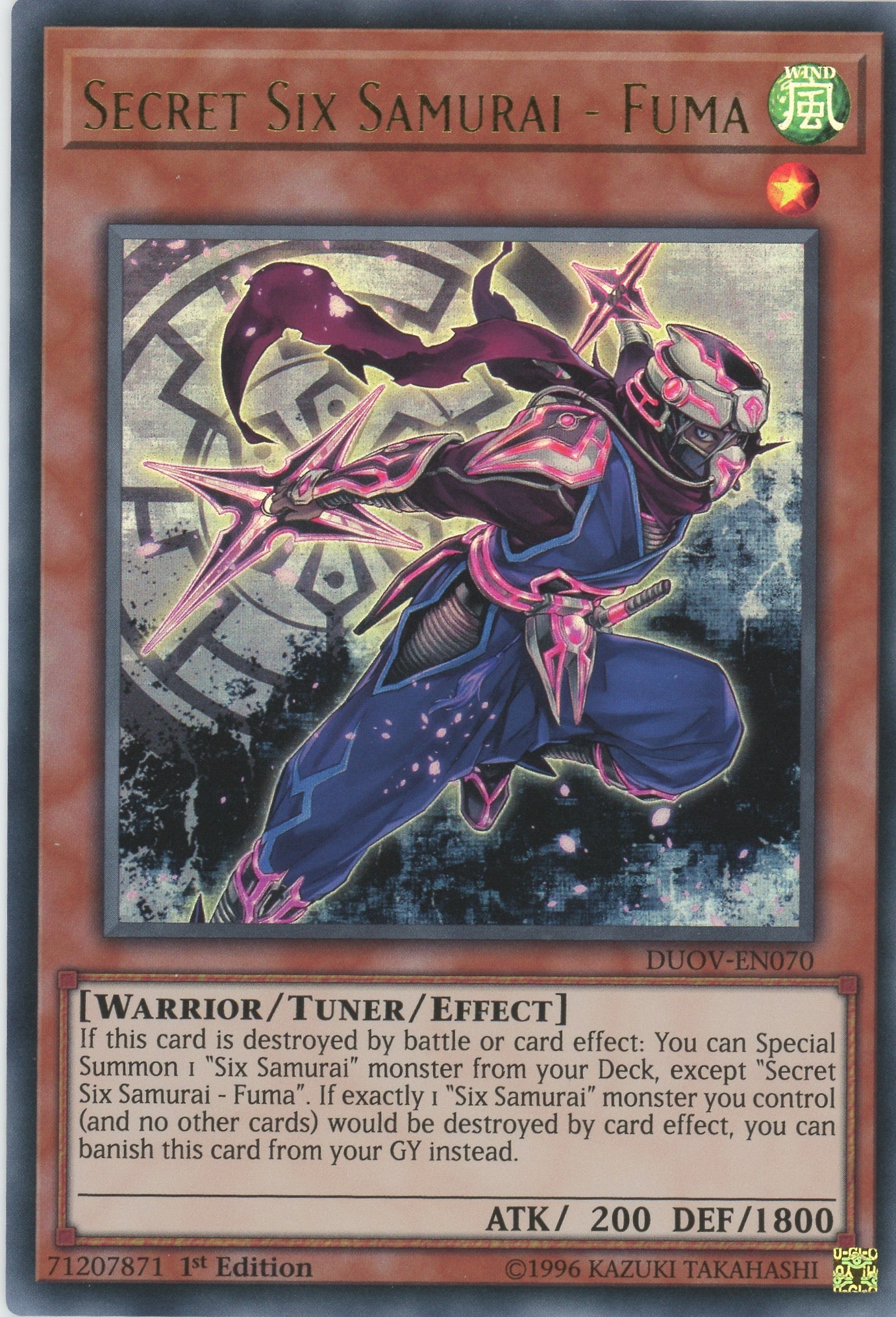 DUOV-EN070 - Secret Six Samurai - Fuma - Ultra Rare - Effect Tuner monster - Duel Overload