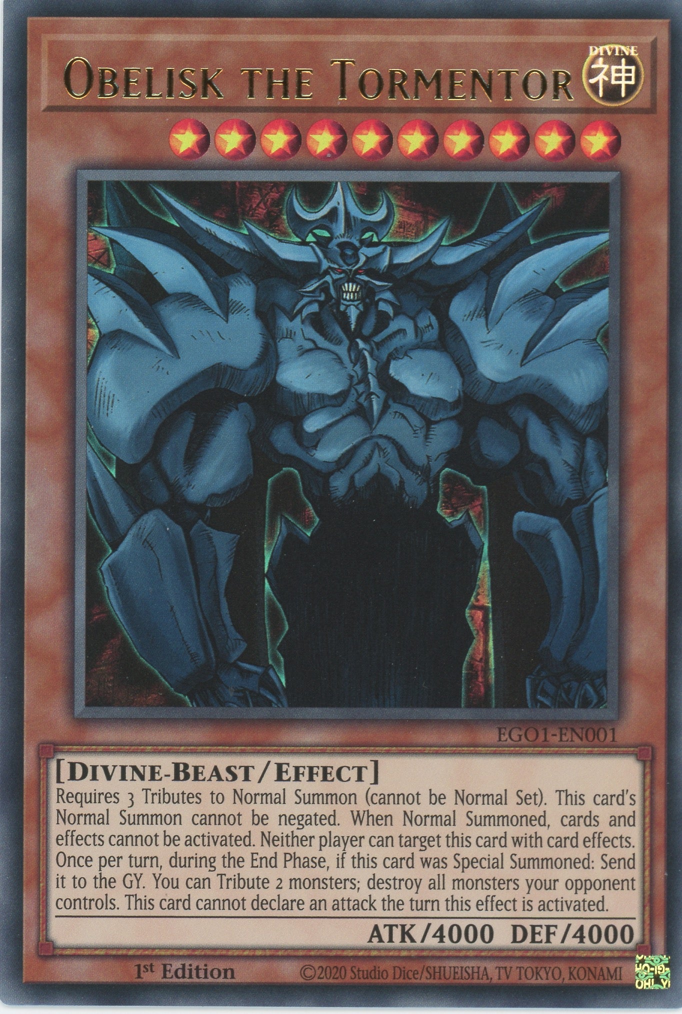 EGO1-EN001 - Obelisk the Tormentor - Ultra Rare - Effect Monster - Egyptian God Decks