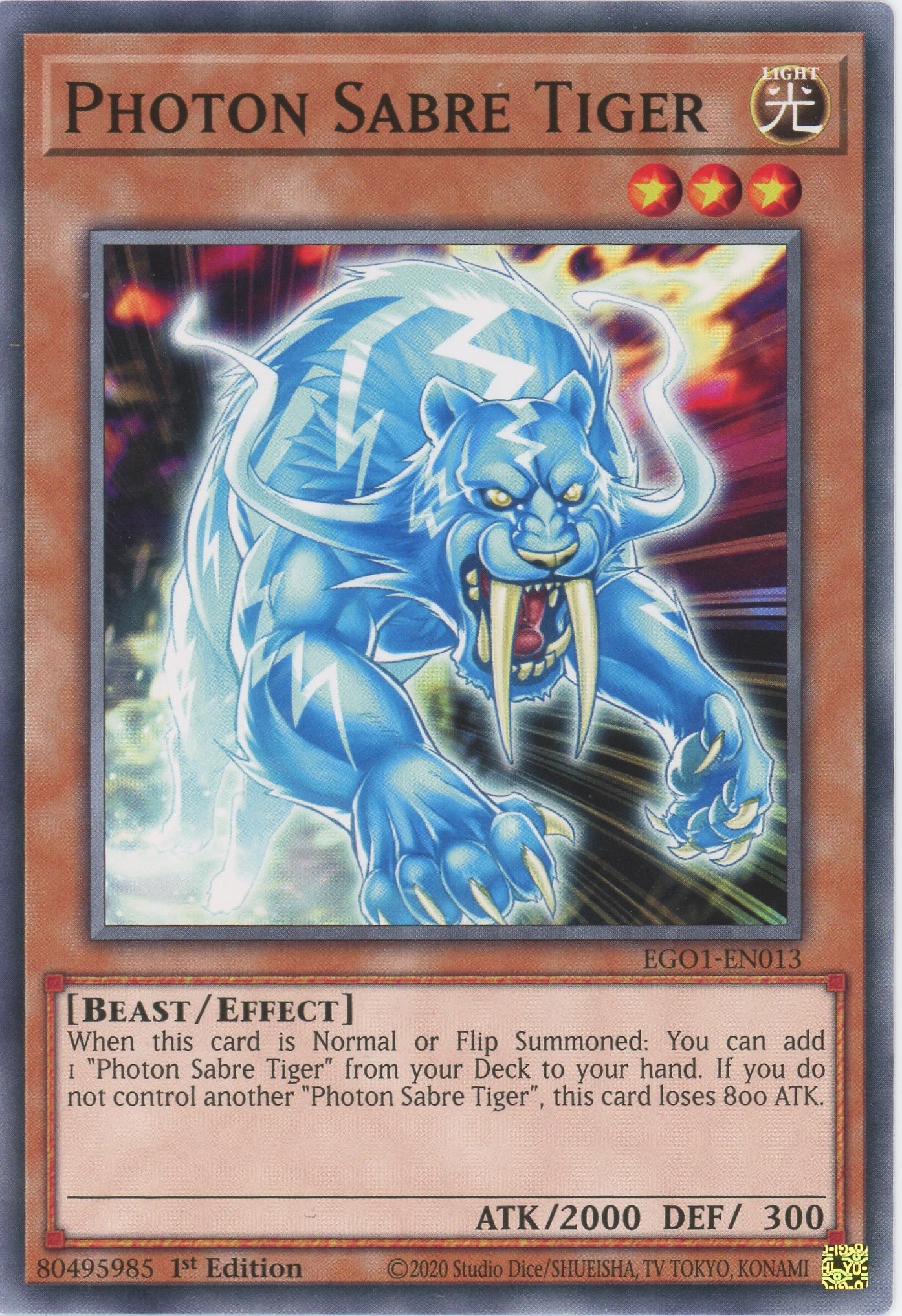 EGO1-EN013 - Photon Sabre Tiger - Common - Effect Monster - Egyptian God Decks