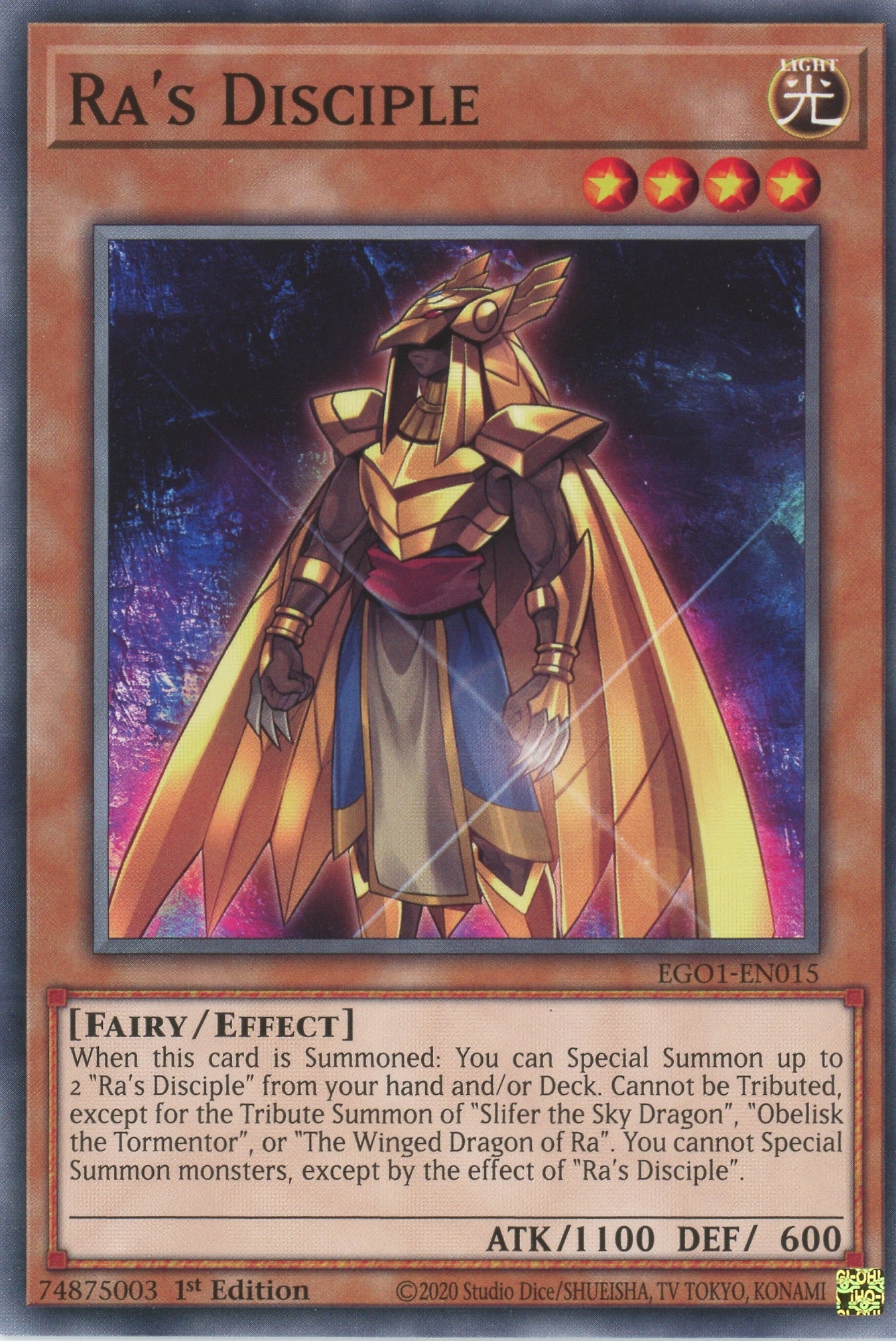 EGO1-EN015 - Ras Disciple - Common - Effect Monster - Egyptian God Decks