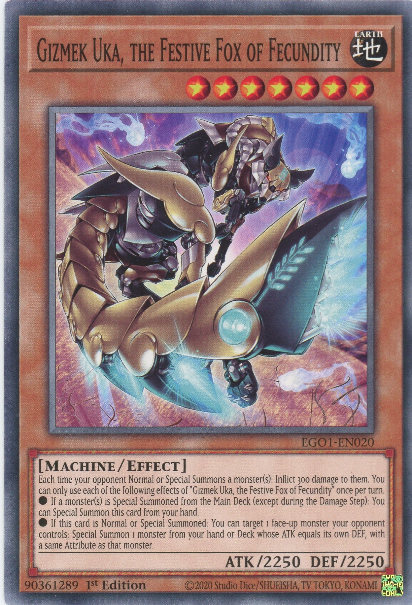 EGO1-EN020 - Gizmek Uka the Festive Fox of Fecundity - Common - Effect Monster - Egyptian God Decks