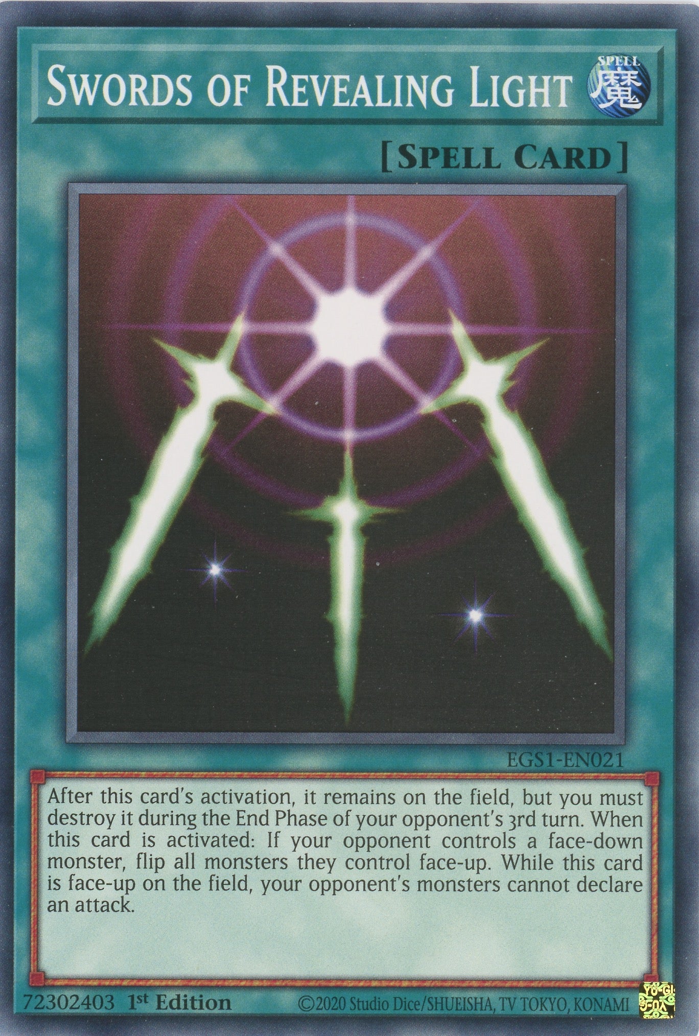 EGS1-EN021 - Swords of Revealing Light - Common - Normal Spell Card - Egyptian God Decks