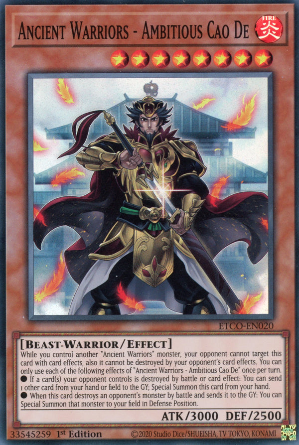 ETCO-EN020 - Ancient Warriors - Ambitious Cao De - Super Rare - Effect Monster - Eternity Code