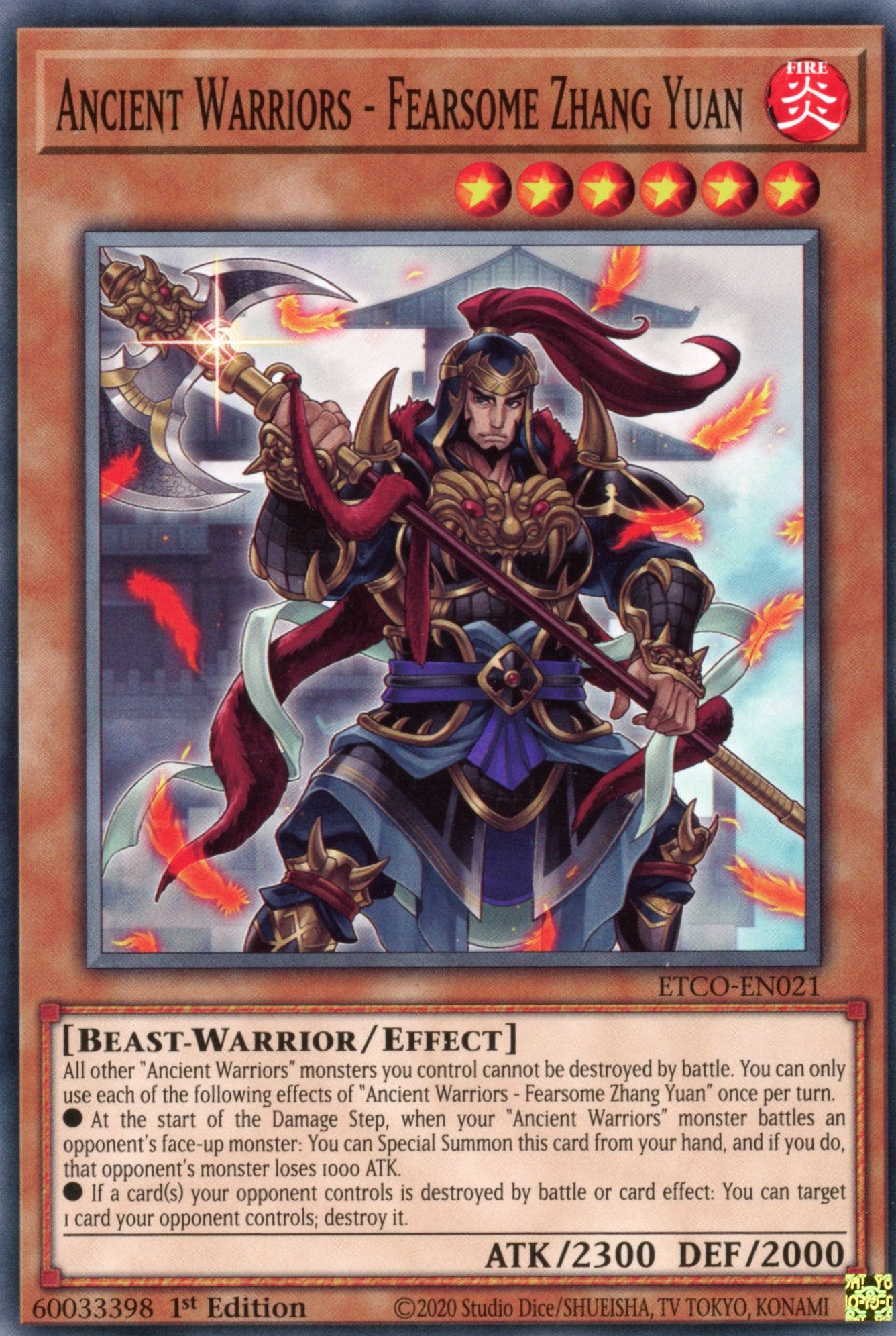 ETCO-EN021 - Ancient Warriors - Fearsome Zhang Yuan - Common - Effect Monster - Eternity Code