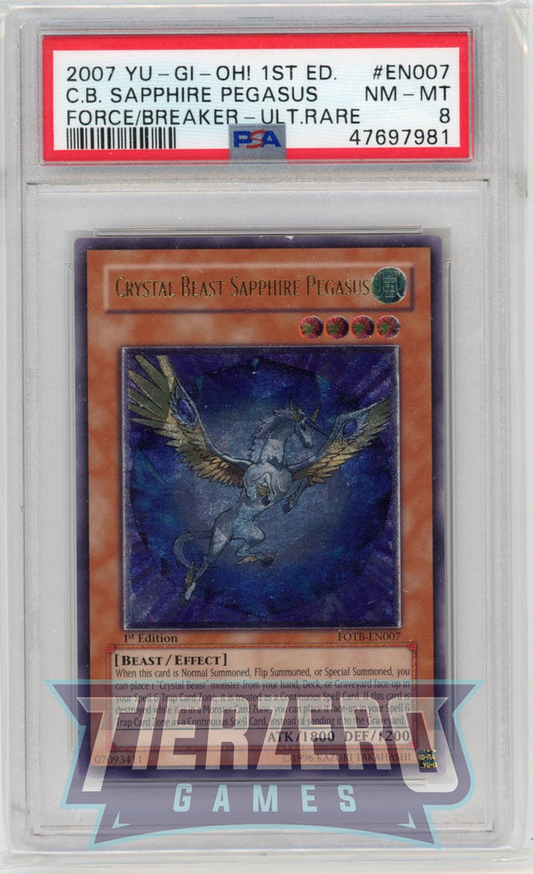 FOTB-EN007 - Crystal Beast Sapphire Pegasus - Ultimate Rare - PSA 8 - 1st Edition