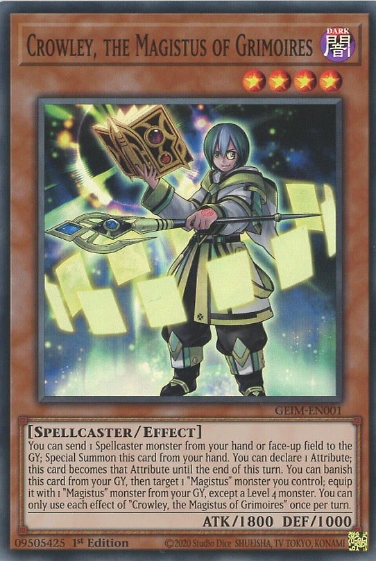 GEIM-EN001 - Crowley  the Magistus of Grimoires - Super Rare - Effect Monster - Genesis Impact