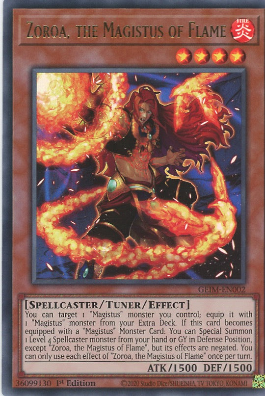 GEIM-EN002 - Zoroa  the Magistus of Flame - Ultra Rare - Effect Tuner monster - Genesis Impact