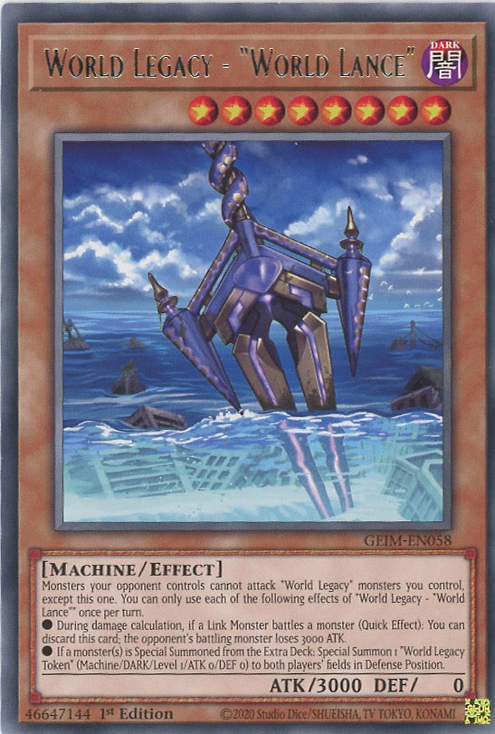 GEIM-EN058 - World Legacy - World Lance"" - Rare - Effect Monster - Genesis Impact