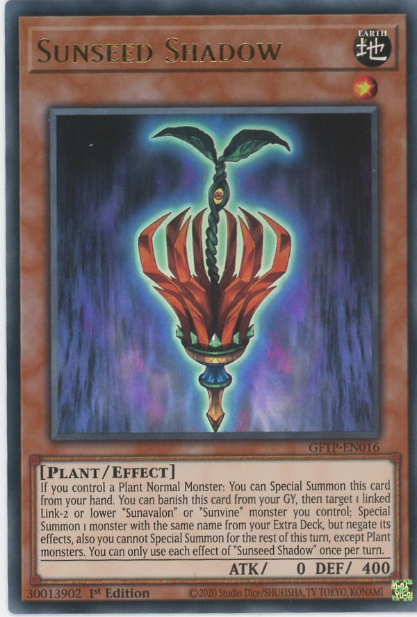 GFTP-EN016 - Sunseed Shadow - Ultra Rare - Effect Monster - Ghosts From the Past