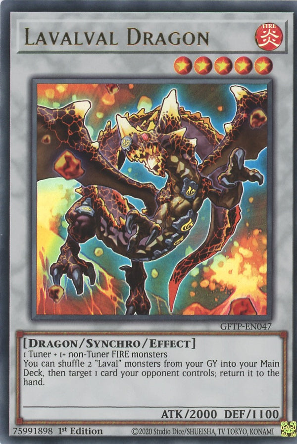 GFTP-EN047 - Lavalval Dragon - Ultra Rare - Effect Synchro Monster - Ghosts From the Past