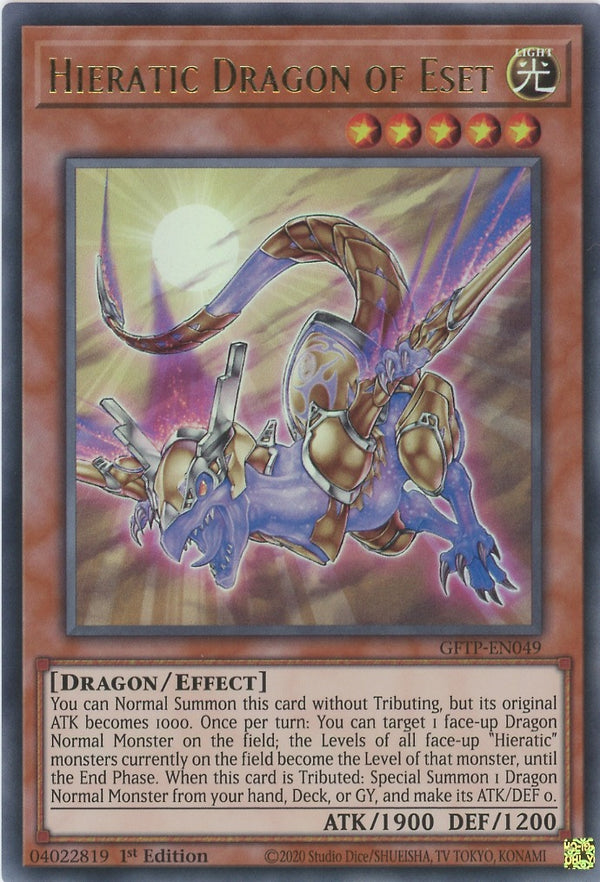 GFTP-EN049 - Hieratic Dragon of Eset - Ultra Rare - Effect Monster - Ghosts From the Past