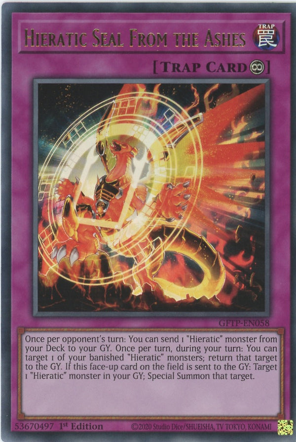 GFTP-EN058 - Hieratic Seal From the Ashes - Ultra Rare - Continuous Trap - Ghosts From the Past