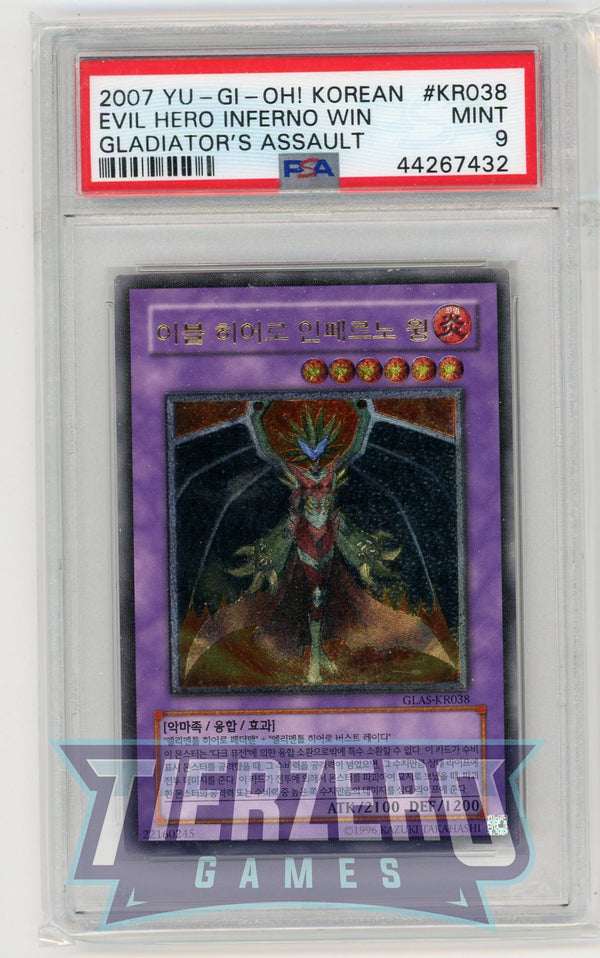 GLAS-KR038 - Evil Hero Inferno Wing - Ultimate Rare - PSA 9