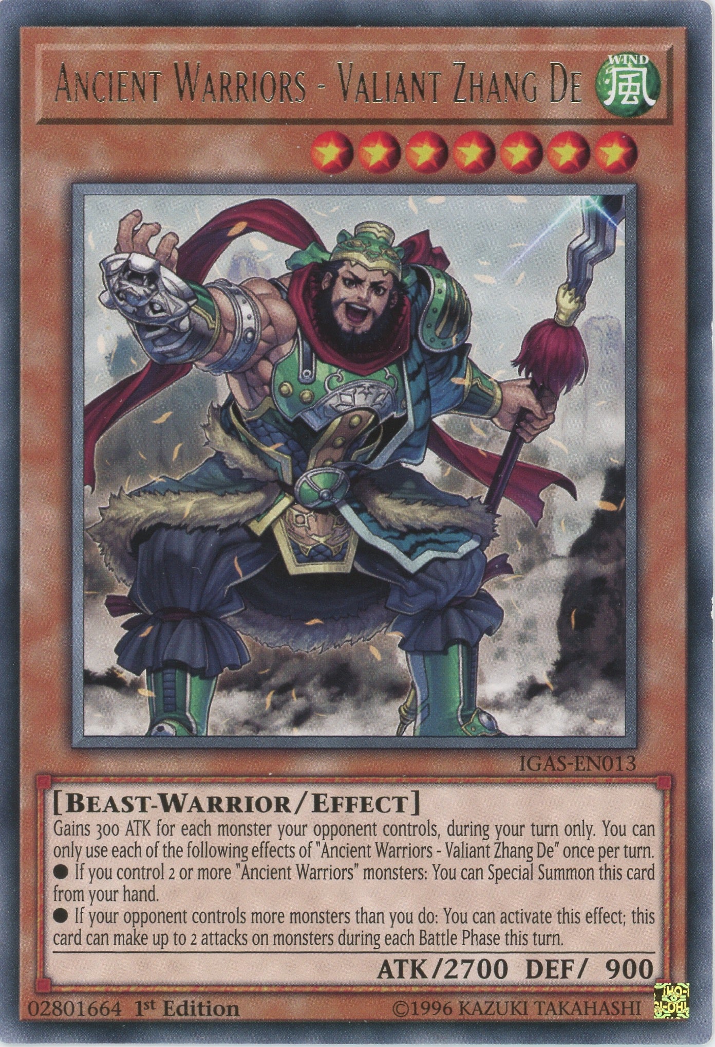 IGAS-EN013 - "Ancient Warriors - Valiant Zhang De" - Rare - Effect Monster -   - Ignition Assault