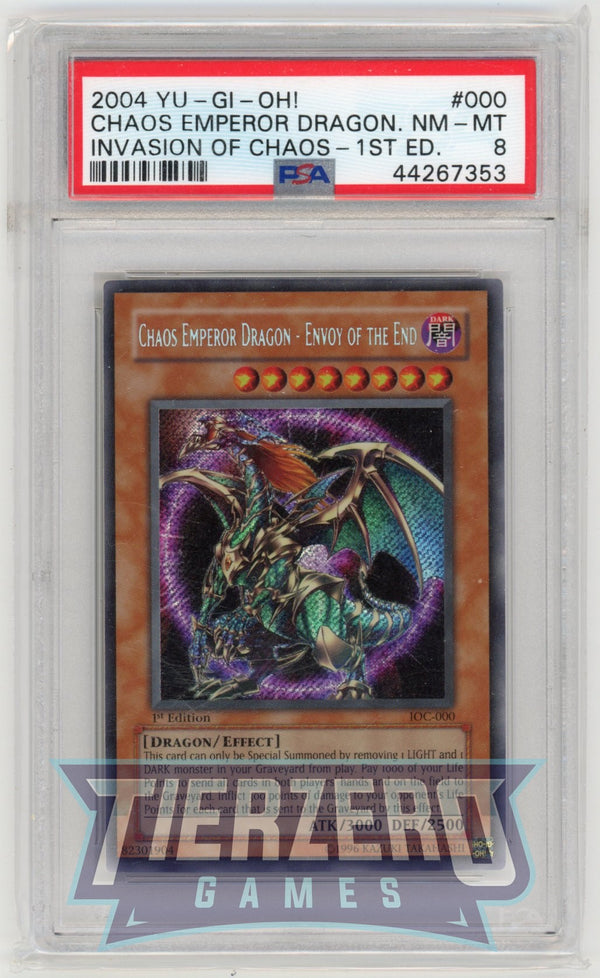 IOC-000 - Chaos Emperor Dragon - Envoy of the End - Secret Rare - PSA 8 - 1st Edition