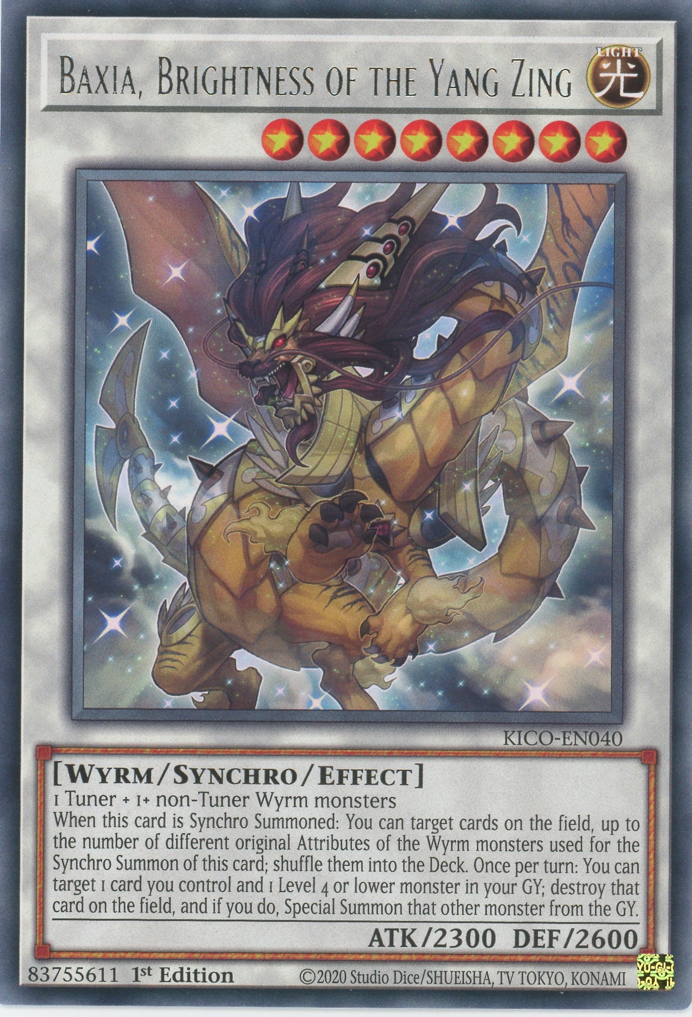 KICO-EN040 - Baxia, Brightness of the Yang Zing - Rare - Effect Synchro Monster - Kings Court