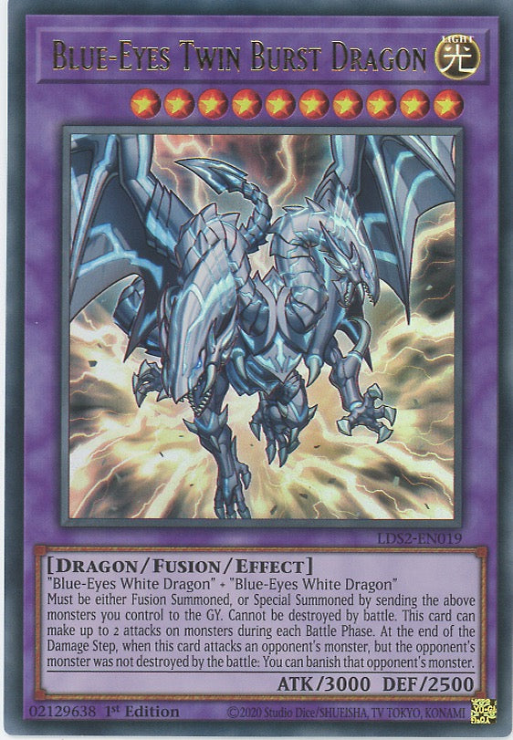 LDS2-EN019 - Blue-Eyes Twin Burst Dragon - Ultra Rare - Effect Fusion Monster - Legendary Duelists Season 2