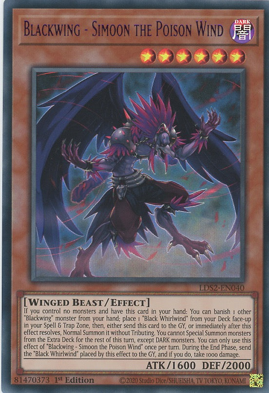 LDS2-EN040 - Blackwing - Simoon the Poison Wind - Purple Ultra Rare - Effect Monster - Legendary Duelists Season 2