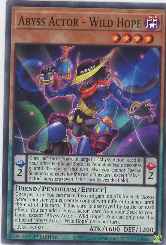 LDS2-EN059 - Abyss Actor - Wild Hope - Common - Effect Pendulum Monster - Legendary Duelists Season 2