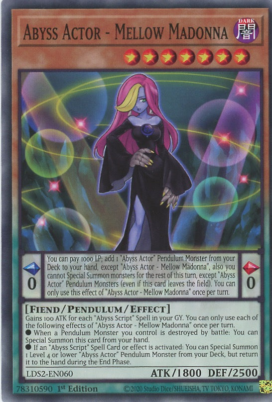 LDS2-EN060 - Abyss Actor - Mellow Madonna - Common - Effect Pendulum Monster - Legendary Duelists Season 2