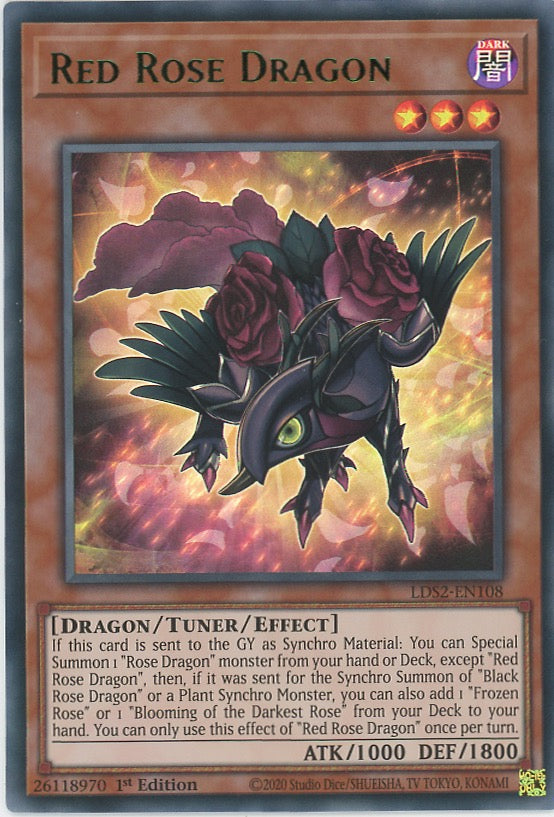 LDS2-EN108 - Red Rose Dragon - Green Ultra Rare - Effect Tuner monster - Legendary Duelists Season 2