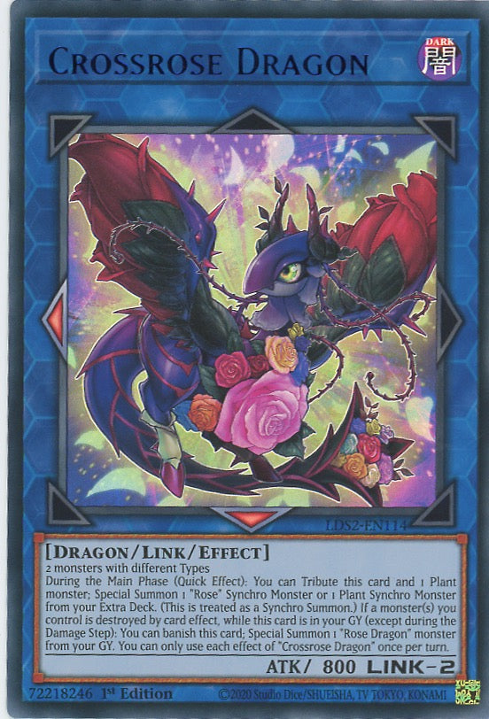 LDS2-EN114 - Crossrose Dragon - Blue Ultra Rare - Effect Link Monster - Legendary Duelists Season 2