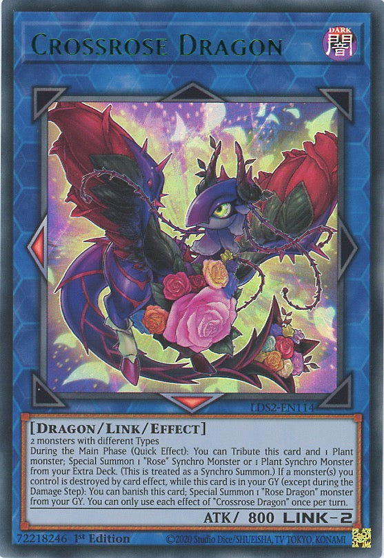 LDS2-EN114 - Crossrose Dragon - Green Ultra Rare - Effect Link Monster - Legendary Duelists Season 2