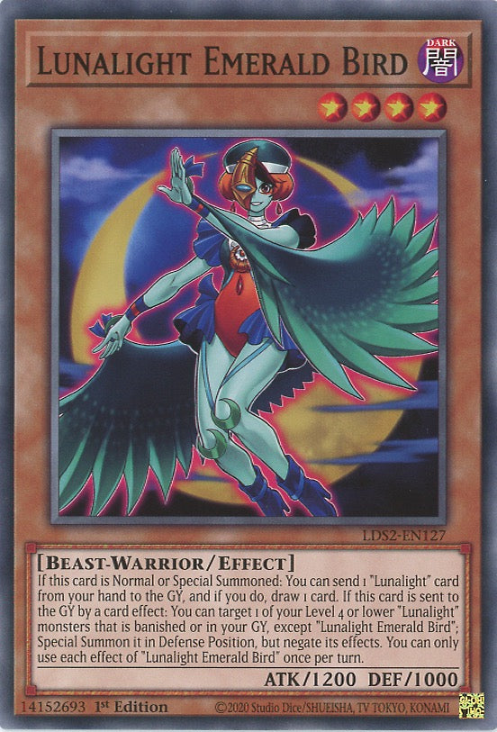 LDS2-EN127 - Lunalight Emerald Bird - Common - Effect Monster - Legendary Duelists Season 2