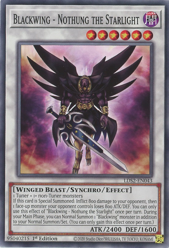 LDS2-EN043 - Blackwing - Nothung the Starlight - Common - Effect Synchro Monster - Legendary Duelists Season 2