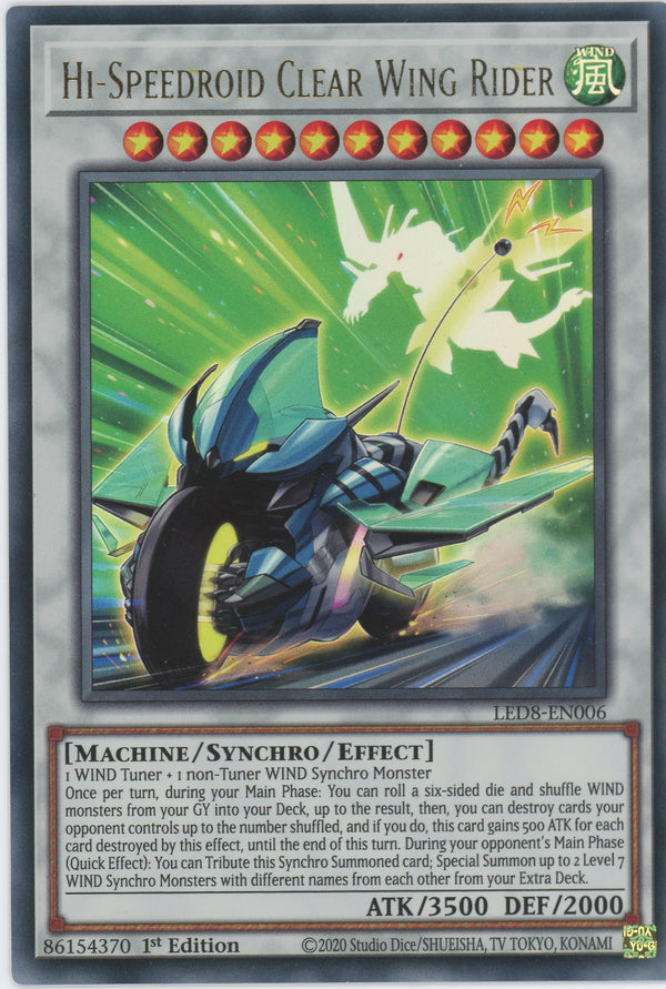 LED8-EN006 - Hi-Speedroid Clear Wing Rider - Ultra Rare - Effect Synchro Monster - Legendary Duelists 8 Synchro Storm