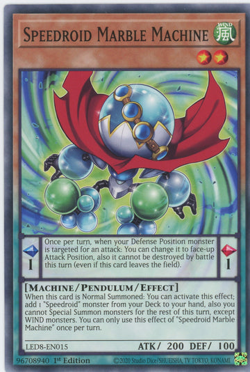 LED8-EN015 - Speedroid Marble Machine - Common - Legendary Duelists: Synchro Storm