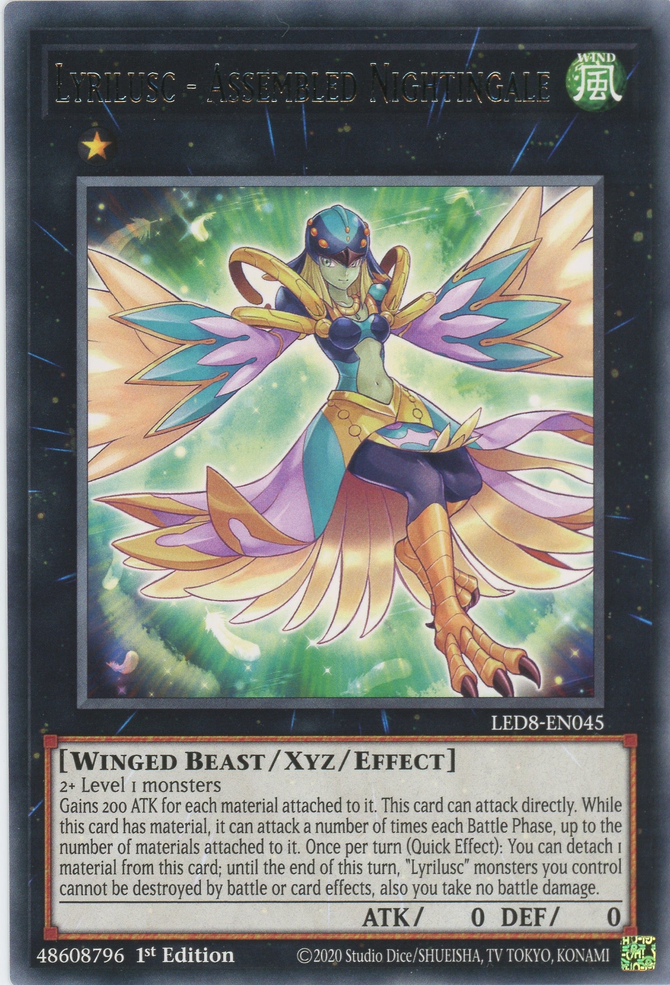 LED8-EN045 - Lyrilusc - Assembled Nightingale - Rare - Effect Xyz Monster - Legendary Duelists 8 Synchro Storm