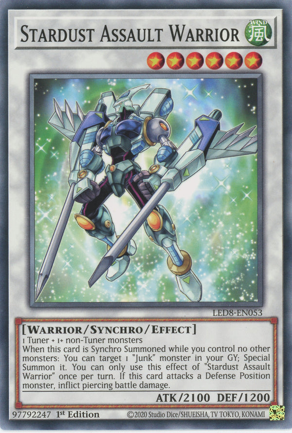 LED8-EN053 - Stardust Assault Warrior - Common - Effect Synchro Monster - Legendary Duelists 8 Synchro Storm