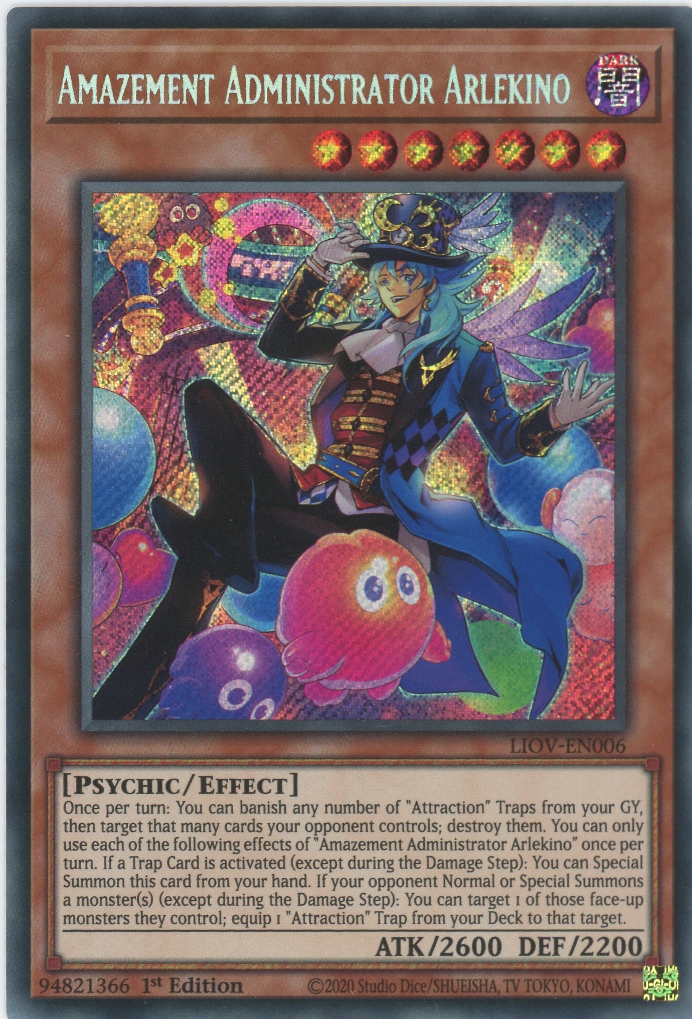 LIOV-EN006 - Amazement Administrator Arlekino - Secret Rare - Effect Monster - Lightning Overdrive