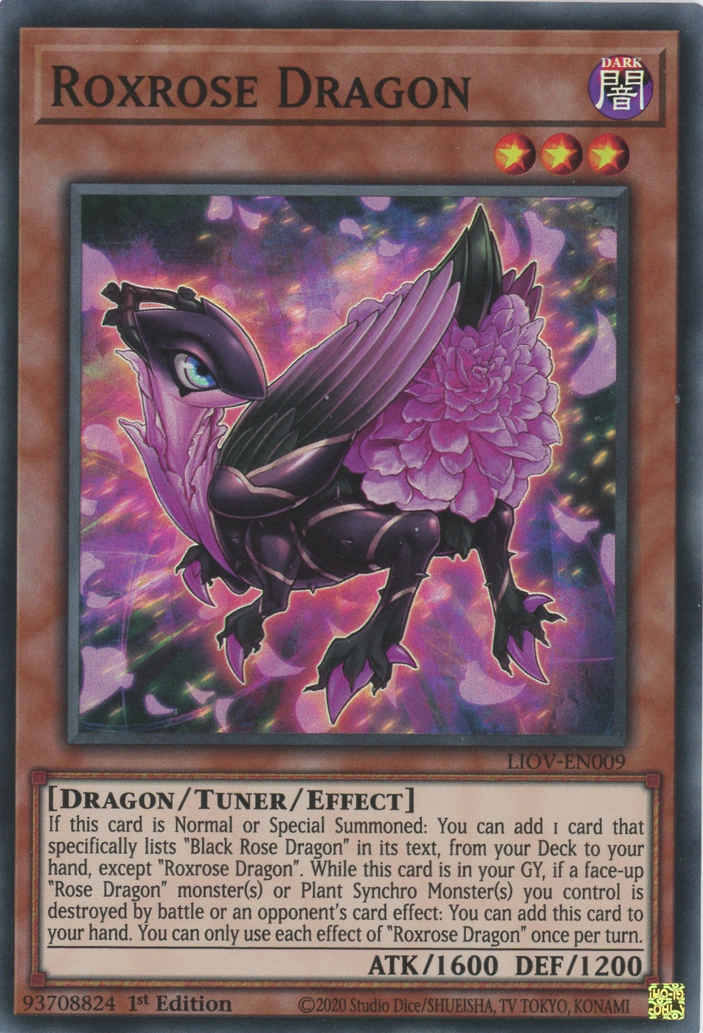 LIOV-EN009 - Roxrose Dragon - Super Rare - Effect Tuner monster - Lightning Overdrive