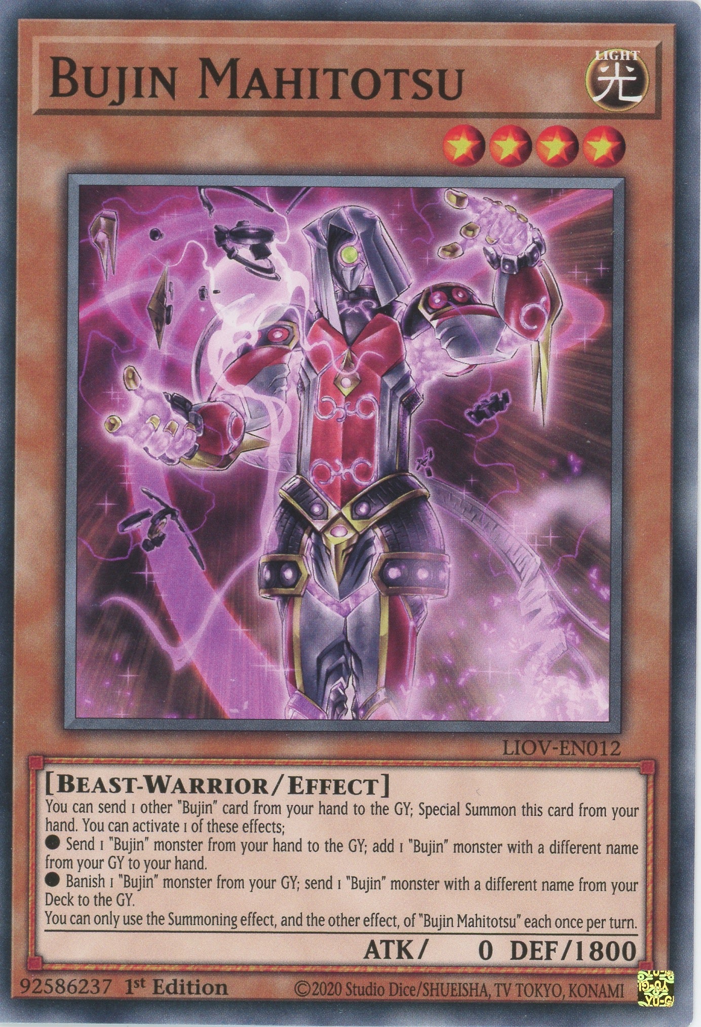 LIOV-EN012 - Bujin Mahitotsu - Common - Effect Monster - Lightning Overdrive