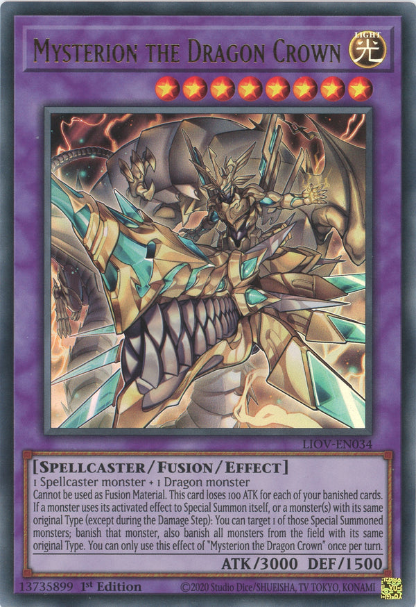 LIOV-EN034 - Mysterion the Dragon Crown - Ultra Rare - Effect Fusion Monster - Lightning Overdrive