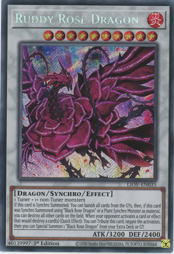 LIOV-EN035 - Ruddy Rose Dragon - Secret Rare - Effect Synchro Monster - Lightning Overdrive