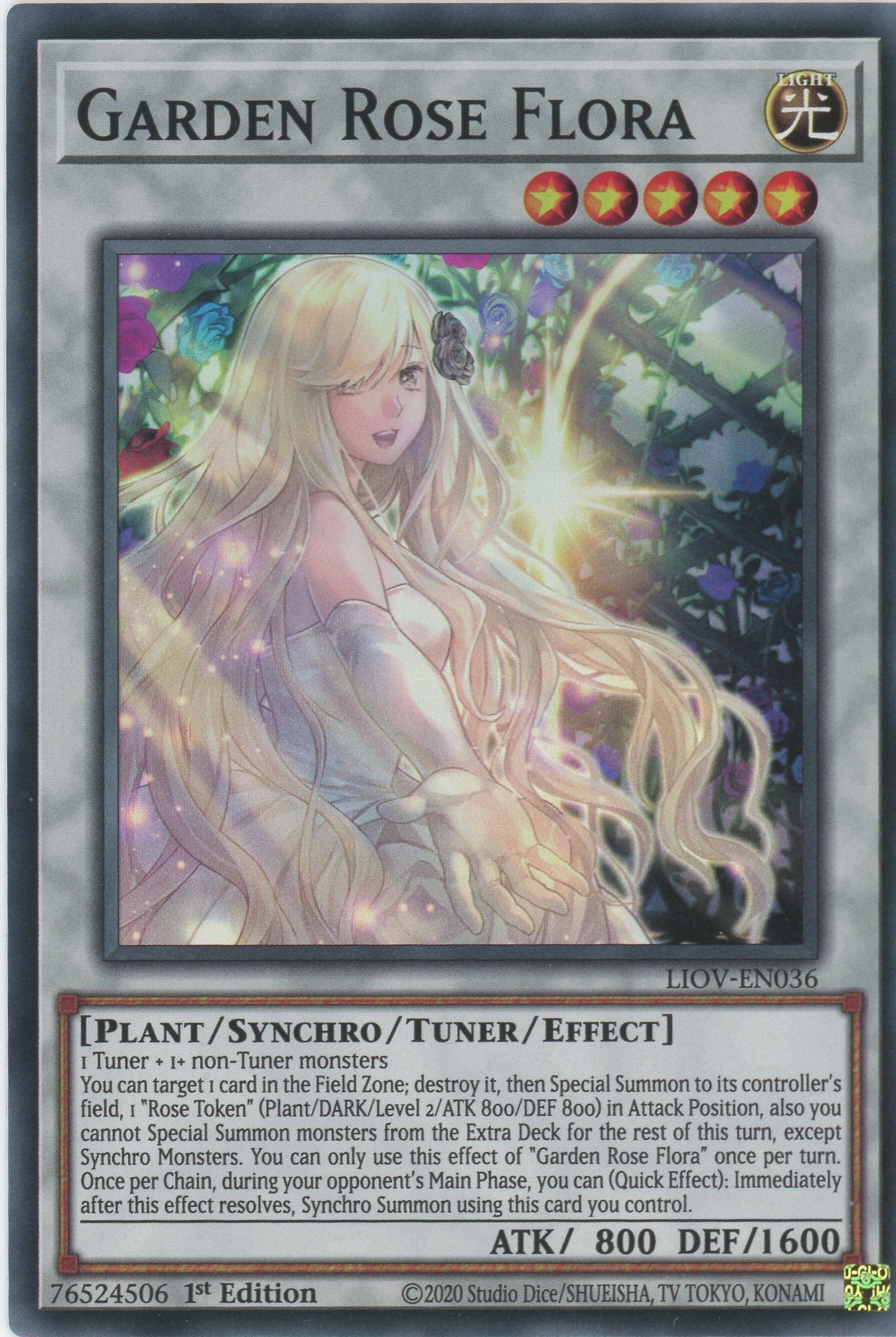 LIOV-EN036 - Garden Rose Flora - Super Rare - Effect Tuner Synchro Monster - Lightning Overdrive