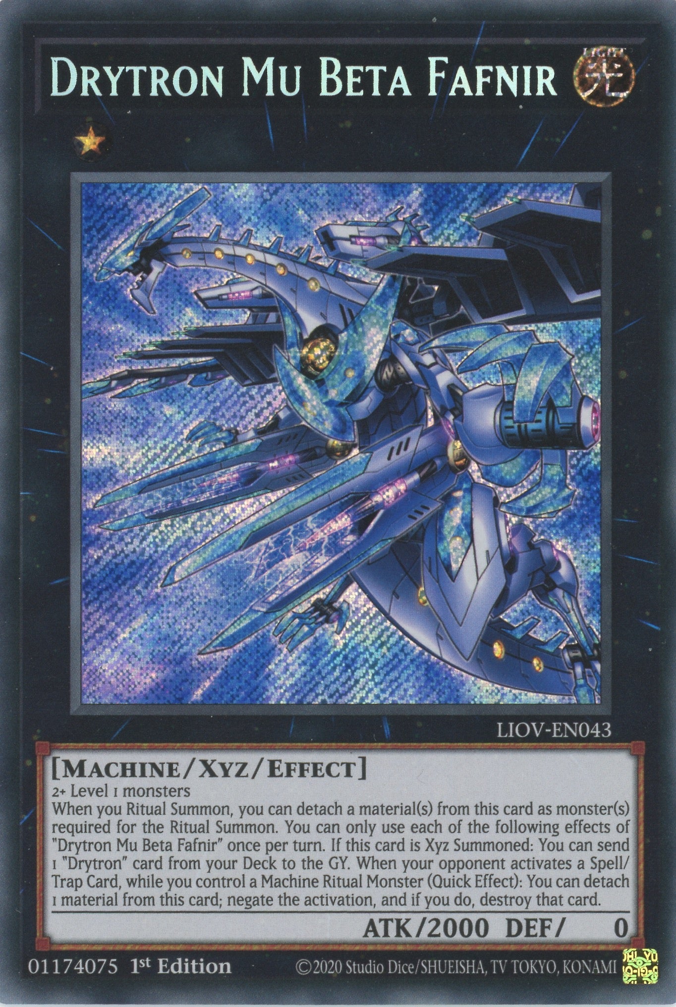 LIOV-EN043 - Drytron Mu Beta Fafnir - Secret Rare - Effect Xyz Monster - Lightning Overdrive