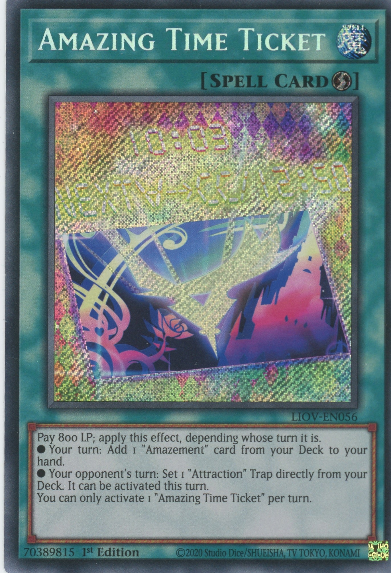 LIOV-EN056 - Amazing Time Ticket - Secret Rare - Quick-Play Spell - Lightning Overdrive