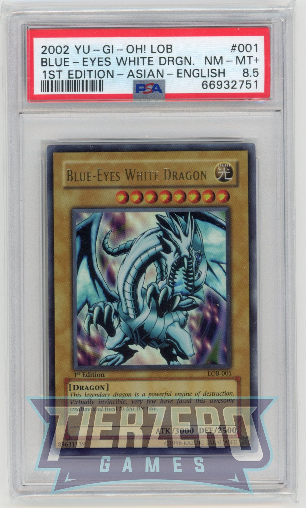 LOB-001 - Blue-Eyes White Dragon - Asian English - Ultra Rare - PSA 8.5