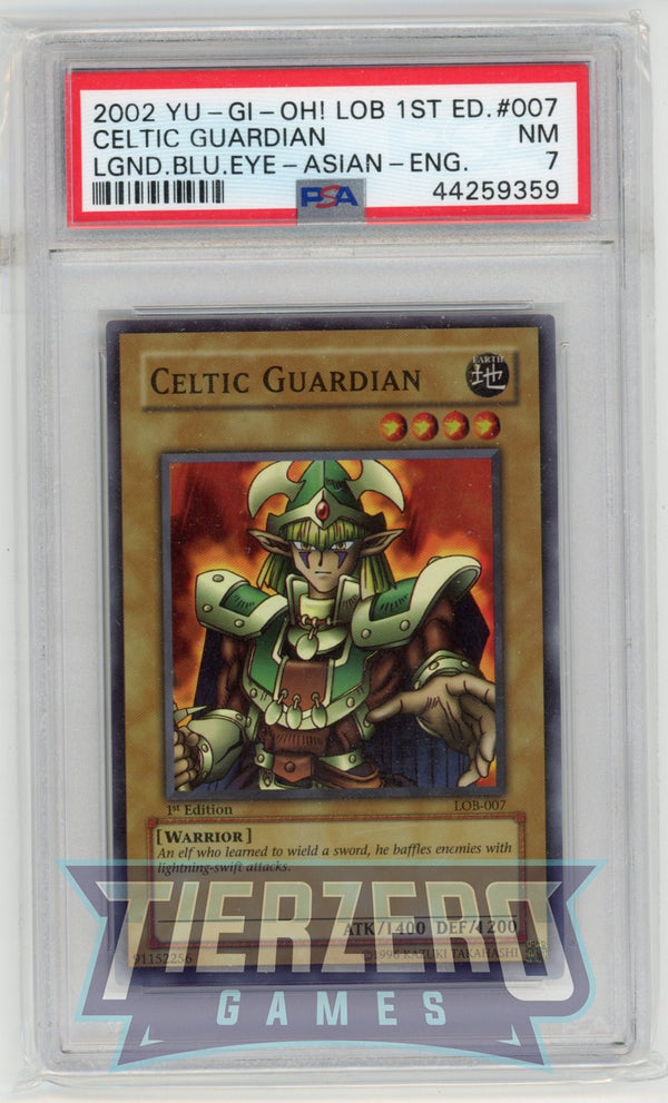 LOB-007 - Celtic Guardian - Asian Enlish - Super Rare - PSA 7 - 1st Edition